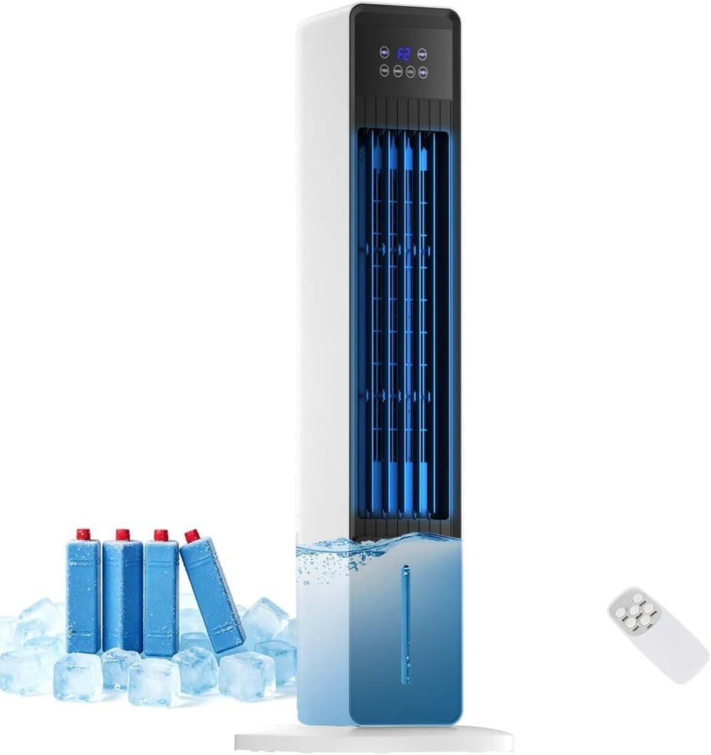 Rafraîchisseur d'air évaporatif 3-en-1, 4 modes, 3 vitesses, minuterie 24h, télécommande, oscillation 60°, 36 pouces (91 cm)