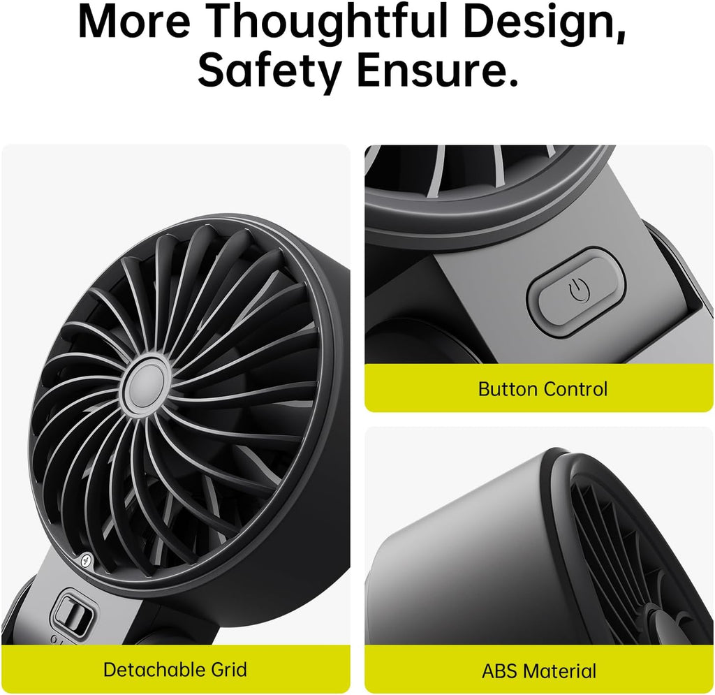 Ventilateur de poche JISULIFE Life7 3-en-1 — batterie 5000 mAh, autonomie 19,5h, 5 vitesses, écran LED, noir – image 5