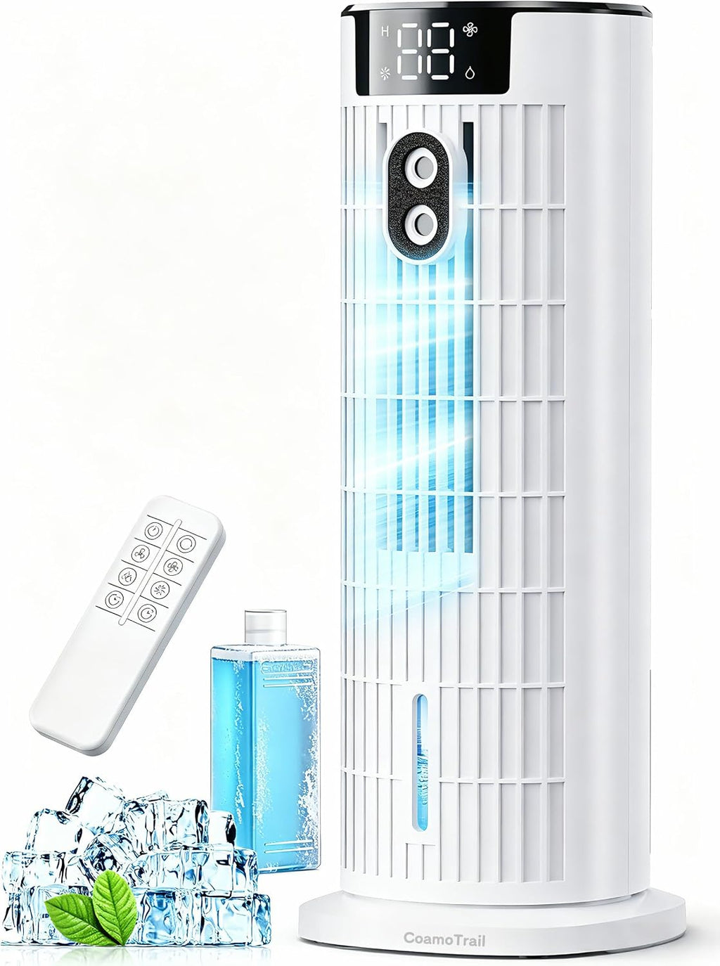 Climatiseur portable 4-en-1 avec télécommande, 3 vitesses, minuterie 10h et oscillation 90°