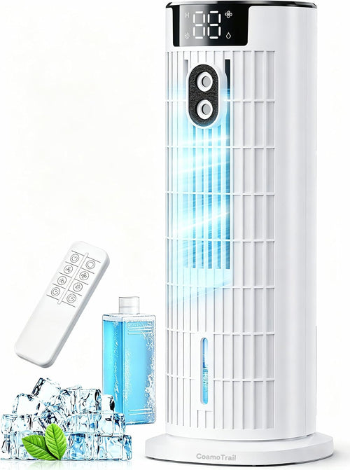 Climatiseur portable 4-en-1 avec télécommande, 3 vitesses, minuterie 10h et oscillation 90°