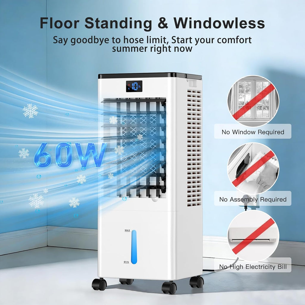 Climatiseur portable, refroidisseur d'air évaporatif 8L, minuterie 12h, 4 modes, 3 vitesses, oscillation 120° – image 5