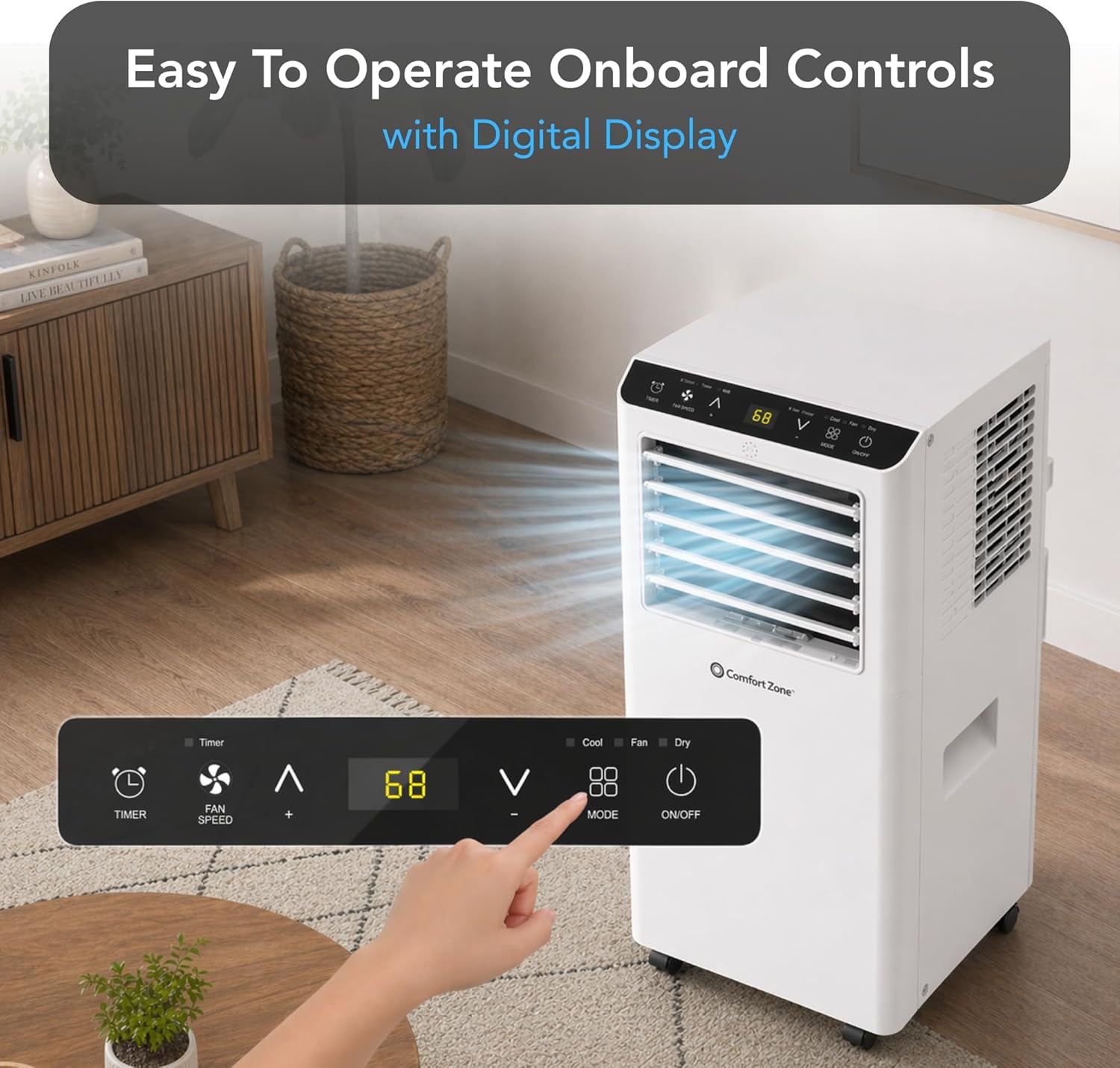 Climatiseur portable connecté 3-en-1 Comfort Zone 8000 BTU, WiFi, télécommande et minuterie 24h – image 5