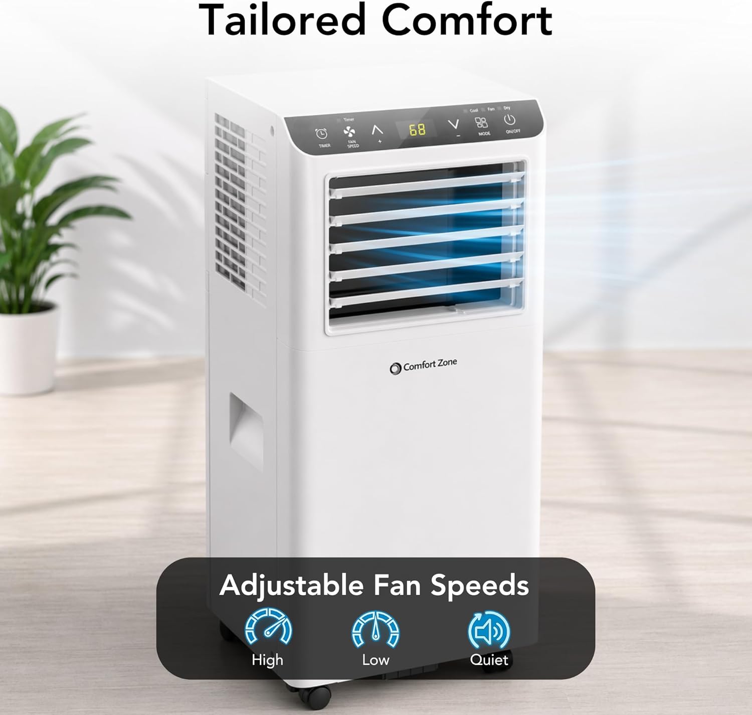 Climatiseur portable connecté 3-en-1 Comfort Zone 8000 BTU, WiFi, télécommande et minuterie 24h – image 4