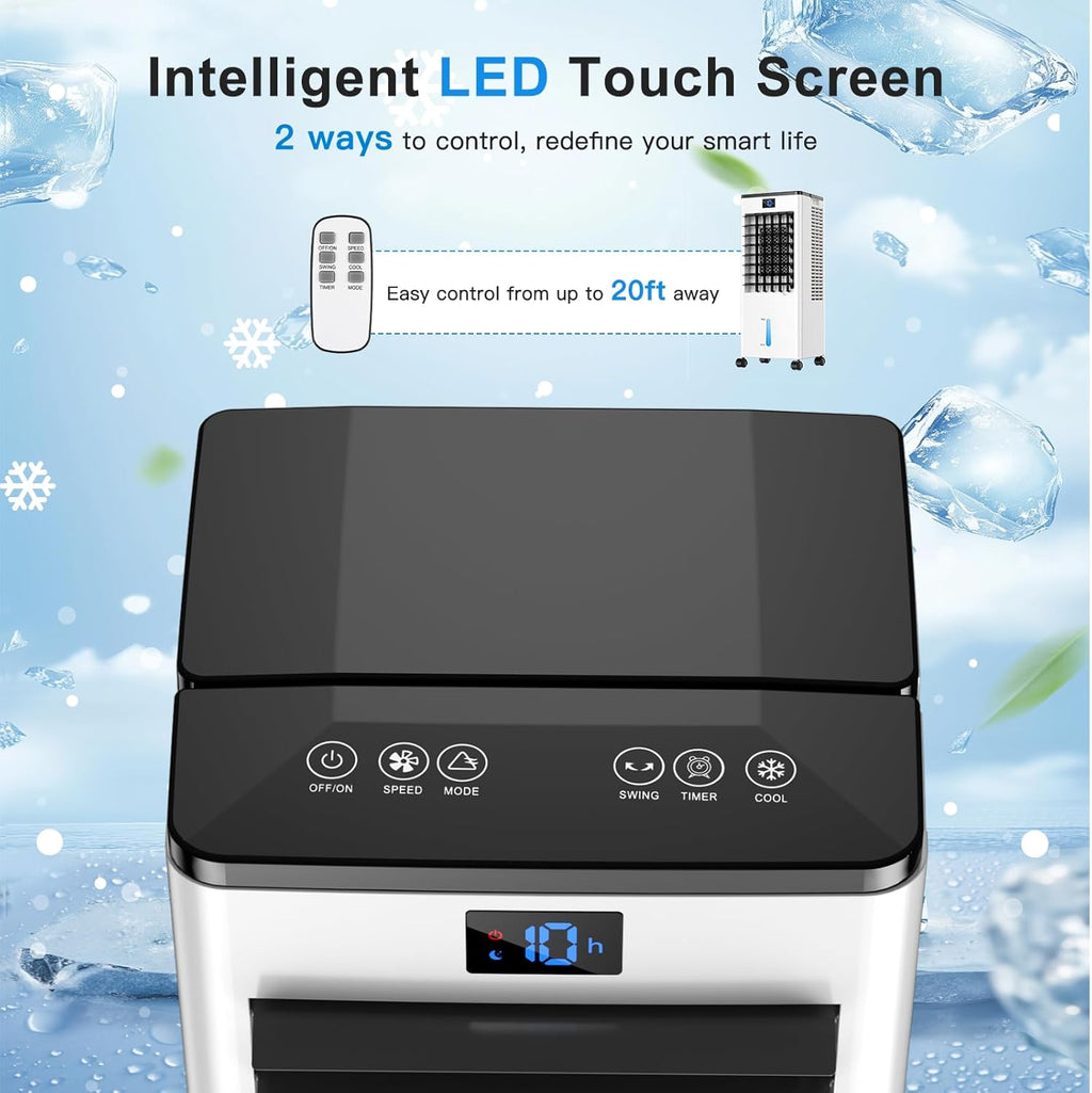 Climatiseur portable, refroidisseur d'air évaporatif 8L, minuterie 12h, 4 modes, 3 vitesses, oscillation 120° – image 8