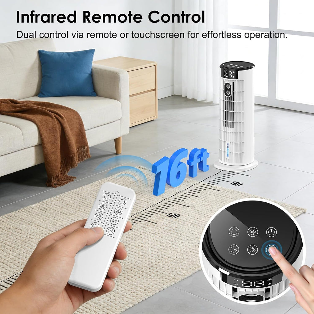 Climatiseur portable 4-en-1 avec télécommande, 3 vitesses, minuterie 10h et oscillation 90° – image 3