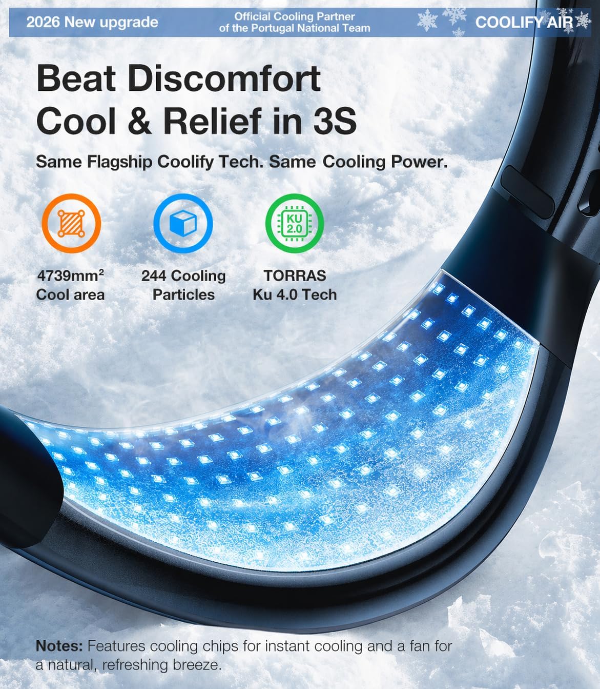 Climatiseur de cou TORRAS COOLiFY Air 2026 — double flux d'air, ultra léger, rechargeable, noir – image 3