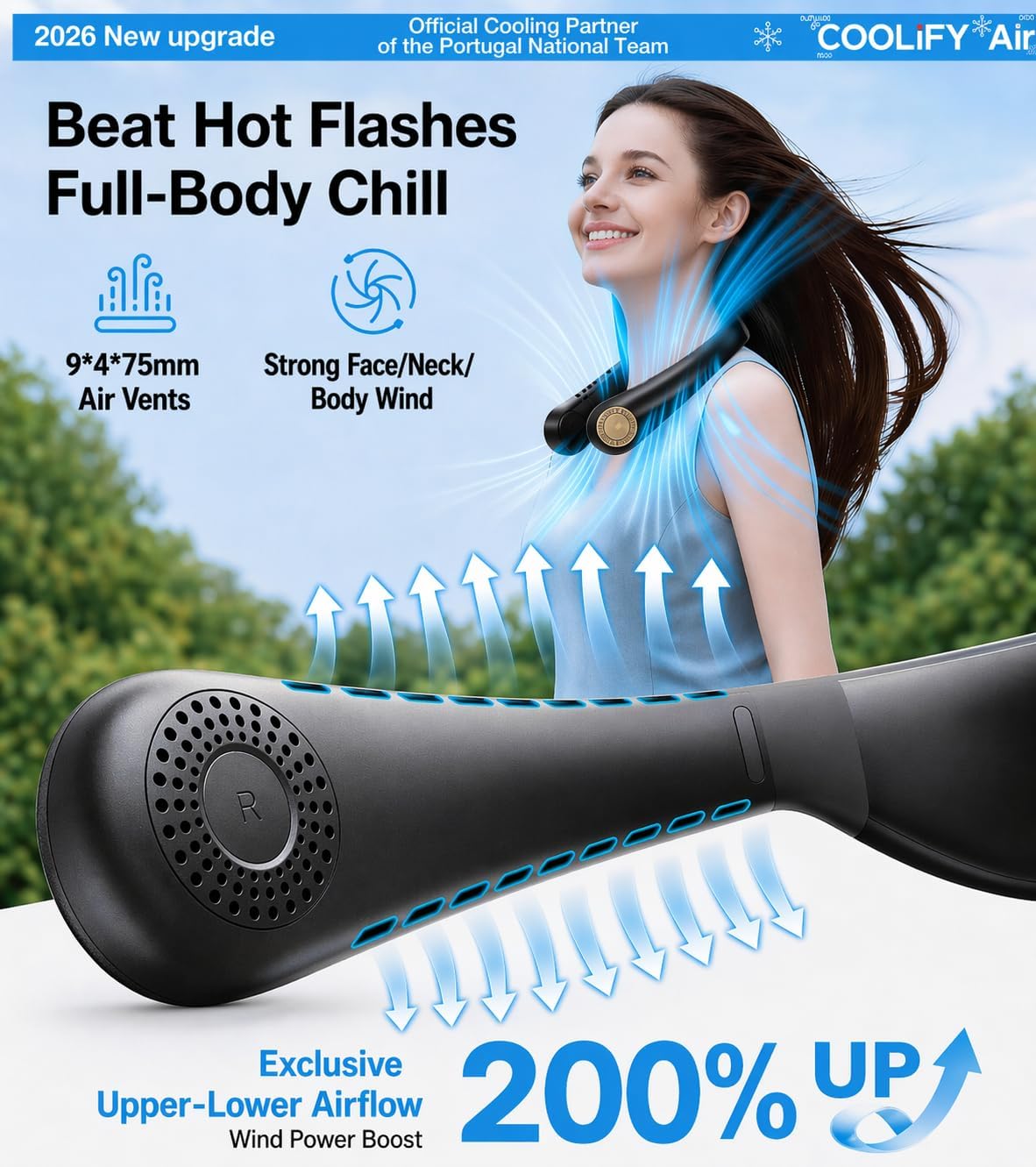 Climatiseur de cou TORRAS COOLiFY Air 2026 — double flux d'air, ultra léger, rechargeable, noir – image 5