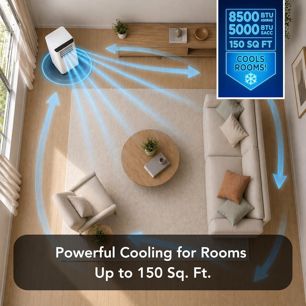 Climatiseur portable connecté 3-en-1 Comfort Zone 8000 BTU, WiFi, télécommande et minuterie 24h – image 6