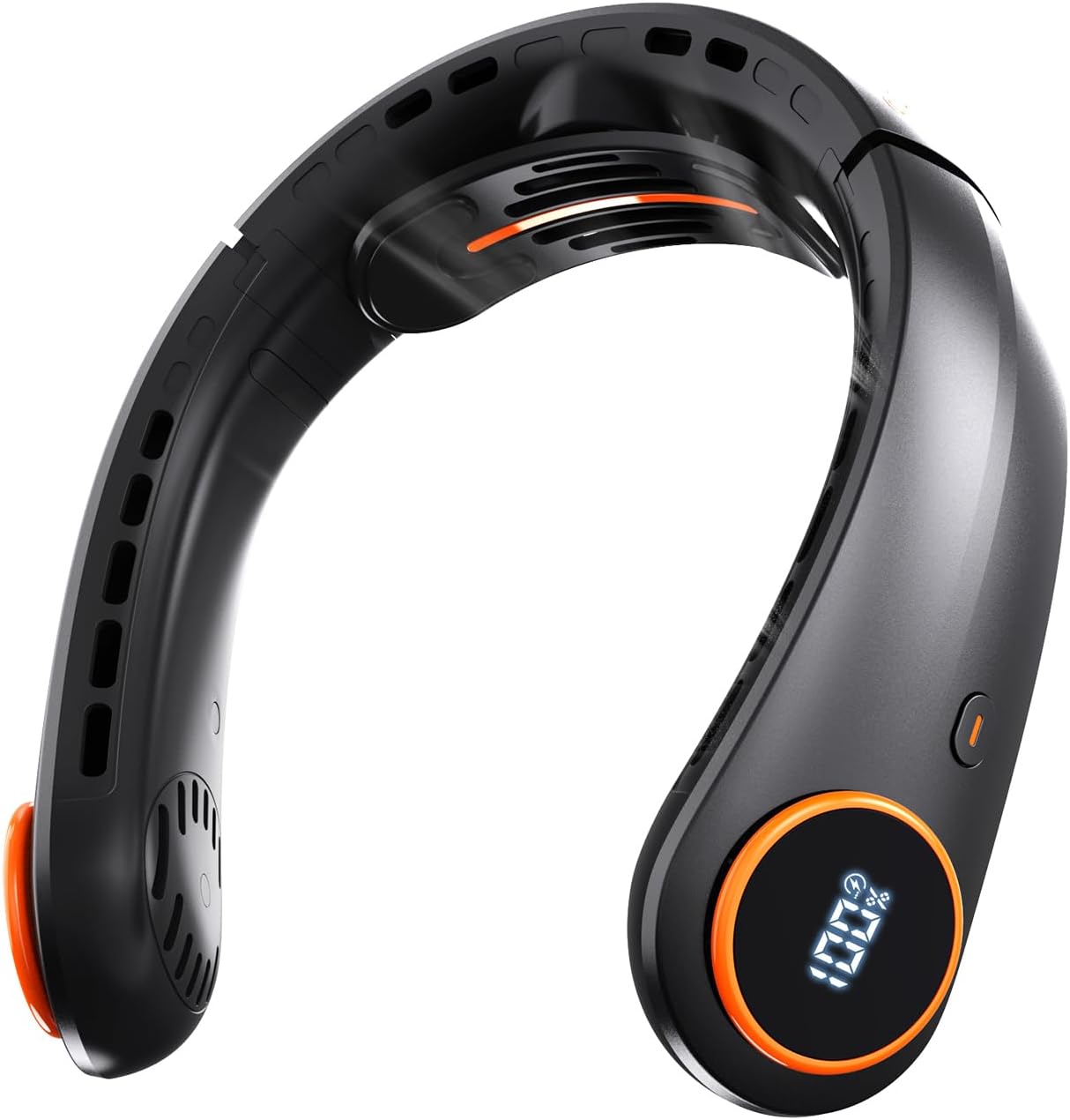 Ventilateur de cou sans pales 5000 mAh — 3 turbines, flux d'air 360°, écran LED, noir