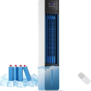 Rafraîchisseur d'air évaporatif 3-en-1, 4 modes, 3 vitesses, minuterie 24h, télécommande, oscillation 60°, 36 pouces (91 cm)