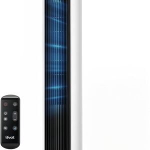 Ventilateur tour LEVOIT silencieux (28 dB), 5 vitesses, 4 modes, oscillation 90°, minuterie 12h, télécommande, 91 cm, blanc