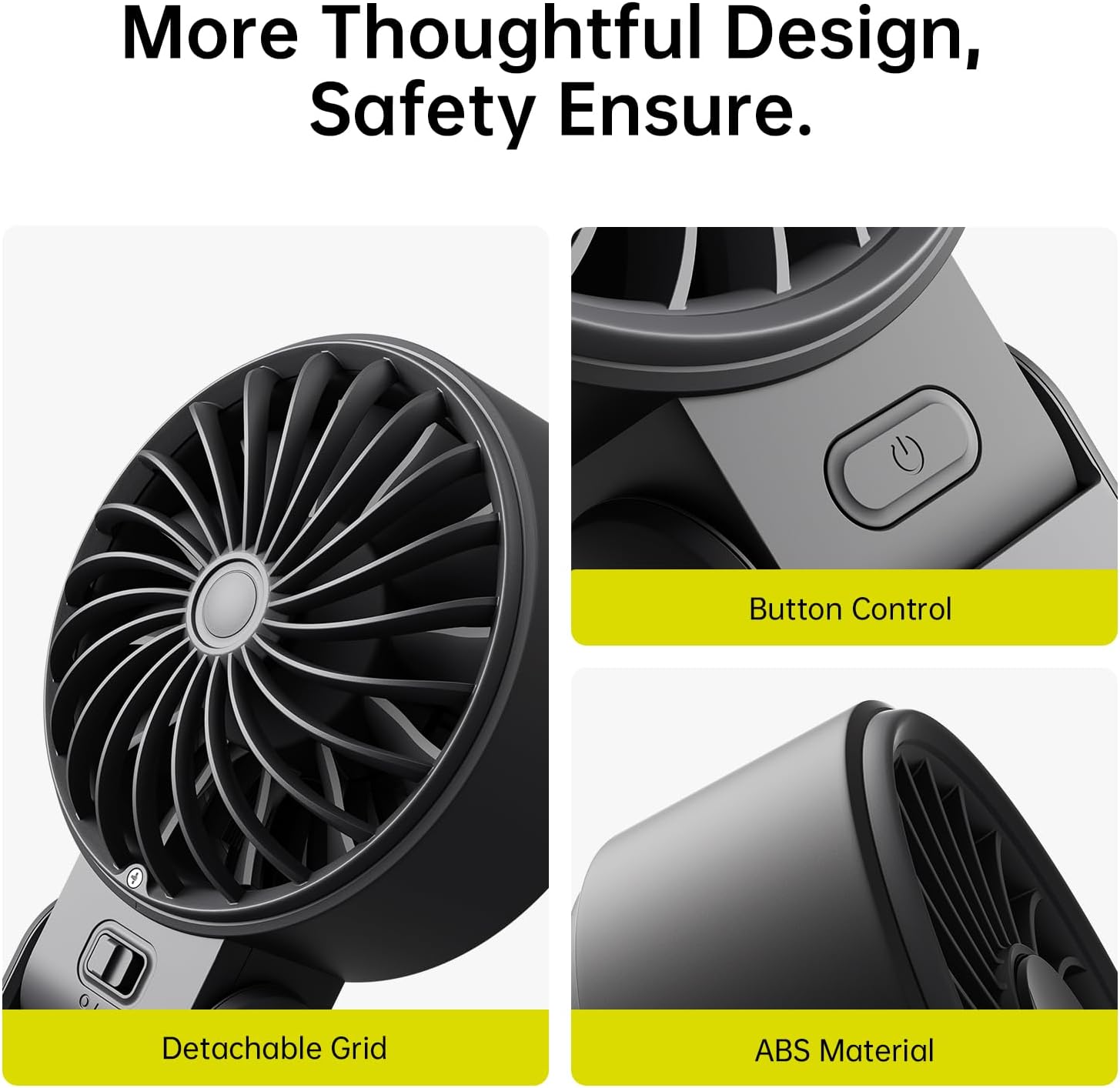 Ventilateur de poche JISULIFE Life7 3-en-1 — batterie 5000 mAh, autonomie 19,5h, 5 vitesses, écran LED, noir – Image 5